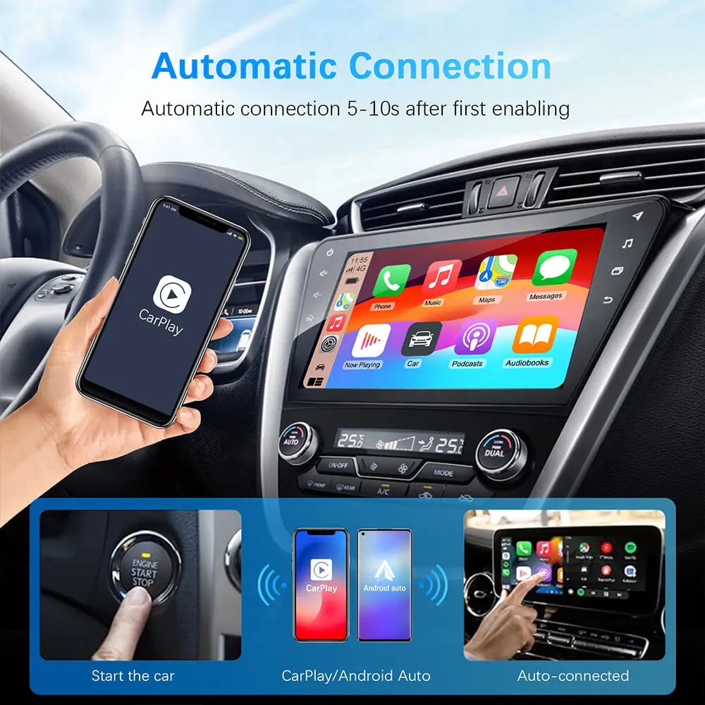 Nuevo 2 en 1 inalámbrico CarPlay AI Mini Android Auto Box Plug & Play conexión automática Compatible con 99% de coches para Radio de coche