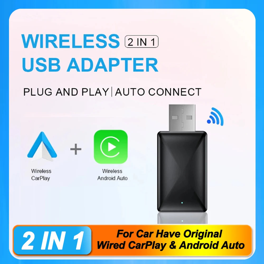 Nuevo 2 en 1 inalámbrico CarPlay AI Mini Android Auto Box Plug & Play conexión automática Compatible con 99% de coches para Radio de coche