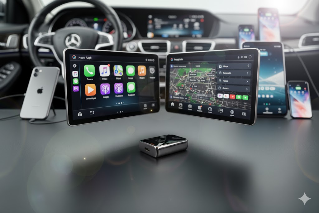 Nuevo 2 en 1 inalámbrico CarPlay AI Mini Android Auto Box Plug & Play conexión automática Compatible con 99% de coches para Radio de coche